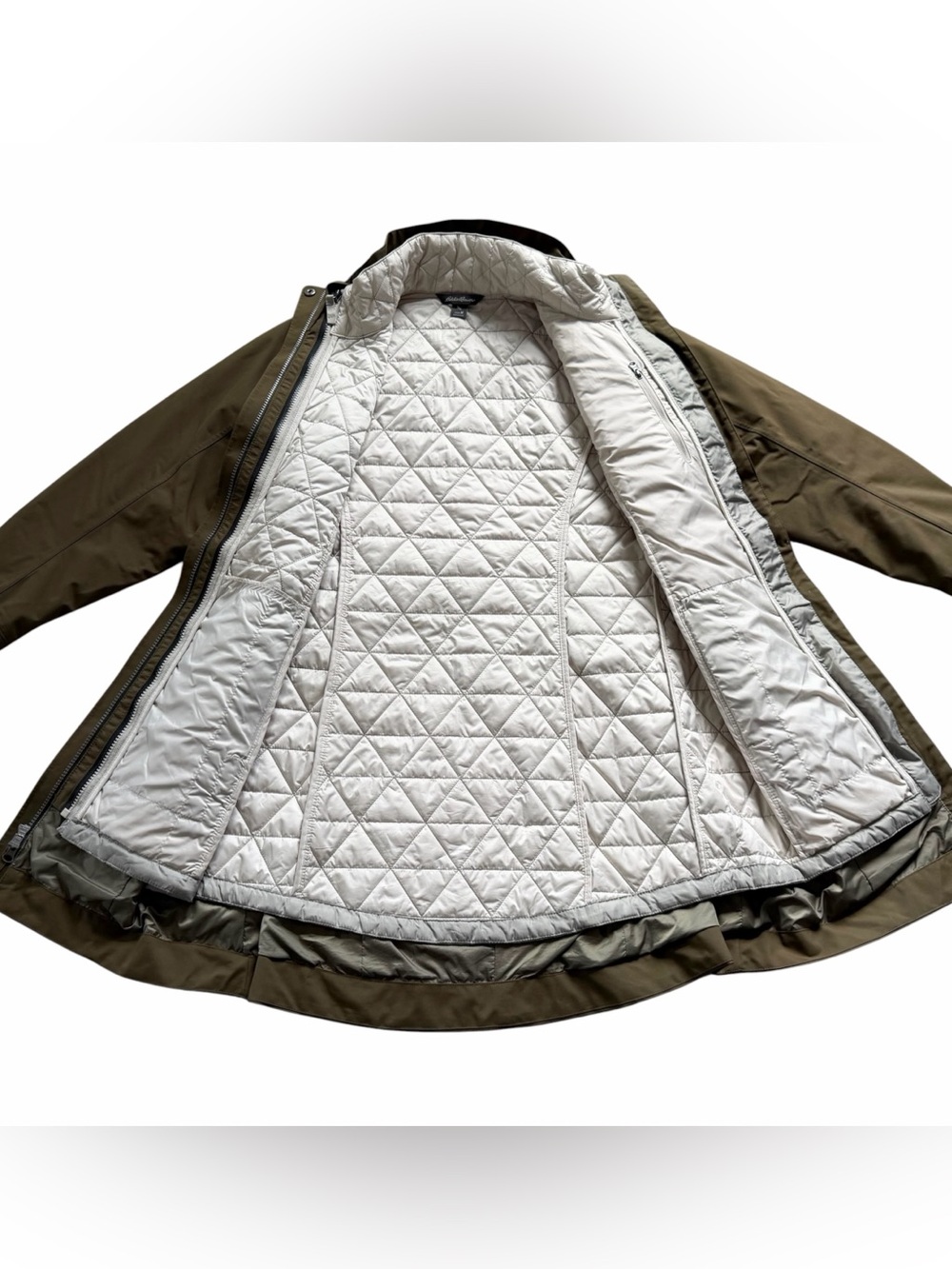 Eddie Bauer Women’s Eastside 3 in 1 Trenchcoat Medium Olive Green Quilted Coat - Picture 5 of 9